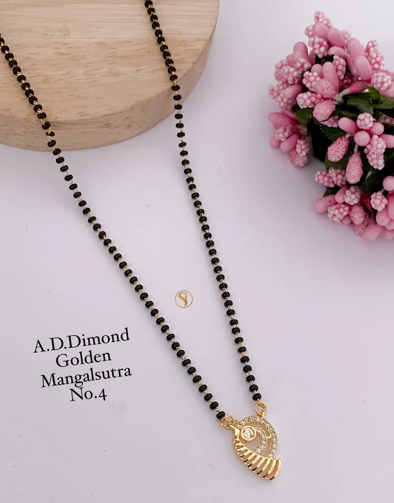 17 Daily Wear AD Diamond Golden Mangalsutra Wholesale Price In Surat

